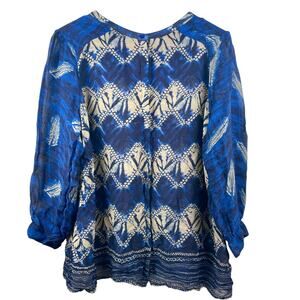 Womens Top Sz XL Sheer Boho Fairy Beachy Earthy Festival Hippie Flowy Resort